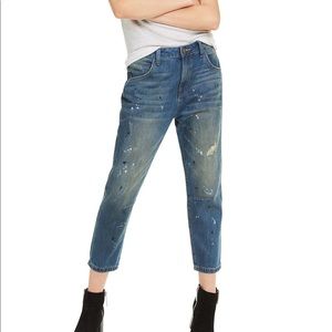 WILDFOX baggy crop jean distressed look paint splatter